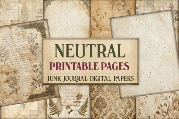 Neutral Printable Junk Journal Pages