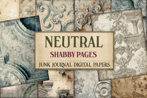 Neutral Shabby Junk Journal Pages