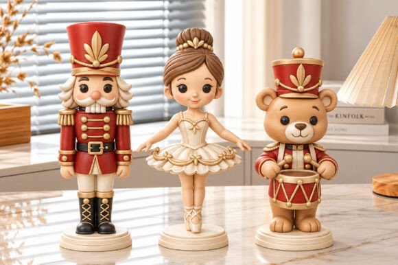 Nutcracker Ballerina Teddy Bear 3D STL – Christmas 3D Print Figurine - Image 1