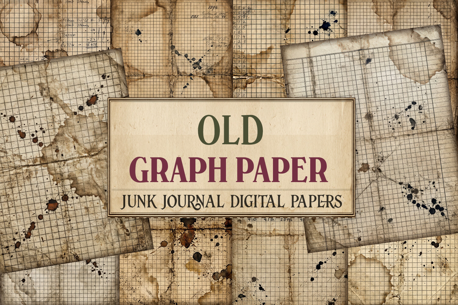 Old Graph Junk Journal Pages