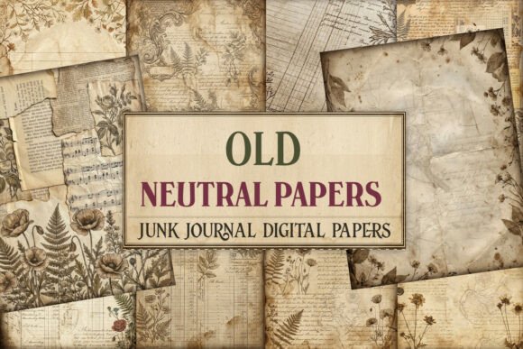 Old Neutral Junk Journal Pages - Vintage