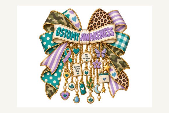 Ostomy Awareness Charm Bow PNG