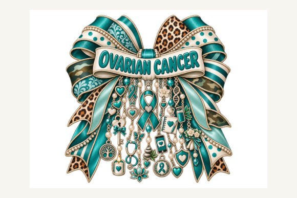 Ovarian Cancer Charm Bow PNG