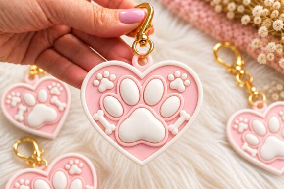 Paw Print Heart Keychain 3D STL – Dog Lover Gift STL File for FDM Printing - Image 3