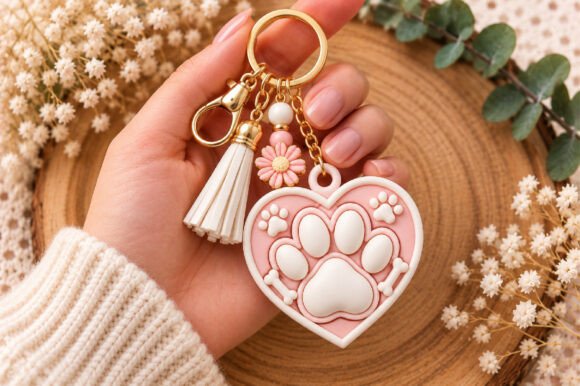 Paw Print Heart Keychain 3D STL – Dog Lover Gift STL File for FDM Printing - Image 4