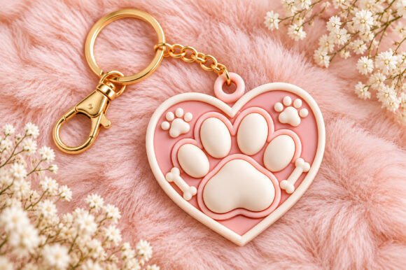 Paw Print Heart Keychain 3D STL – Dog Lover Gift STL File for FDM Printing - Image 5