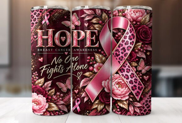 Pink Ribbon Breast Cancer Tumbler Wrap