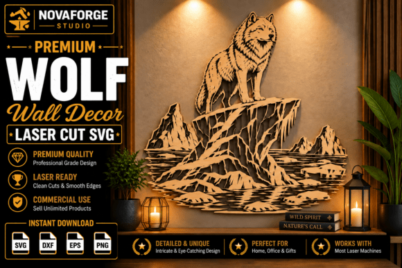 Premium Wolf Wall Decor SVG