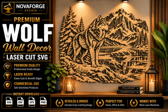 Premium Wolf Wall Decor SVG