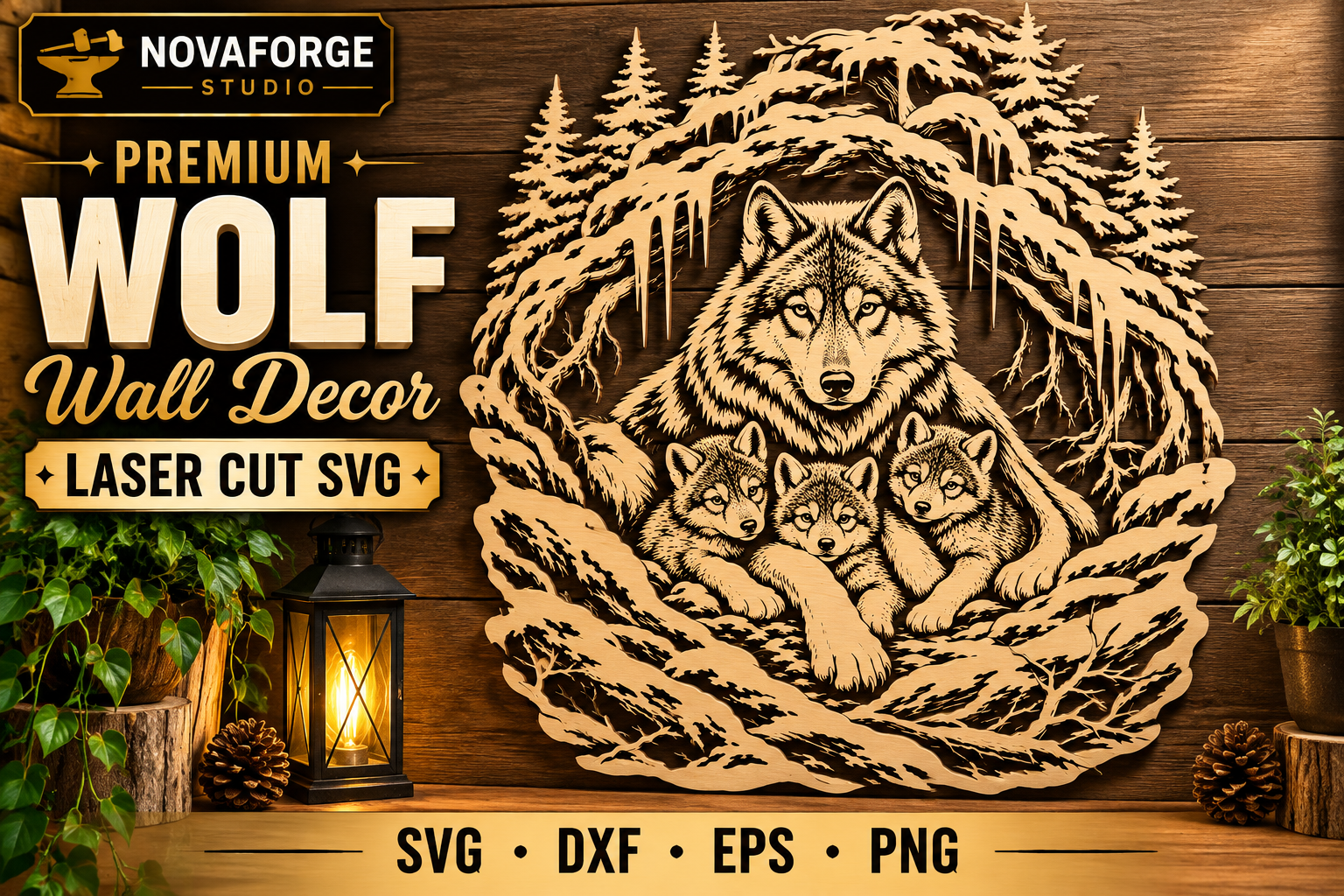 Premium Wolf Wall Decor SVG