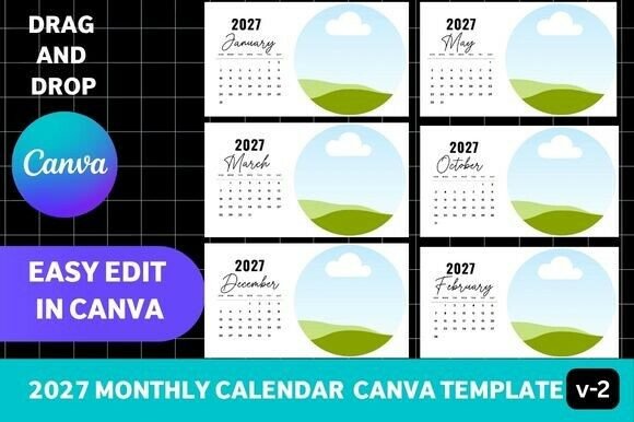 Printable 2027 Calendar Canva Template