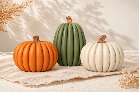 Pumpkin Trio Decor 3D Print STL File – Autumn & Halloween 3D Printable Models - Image 2