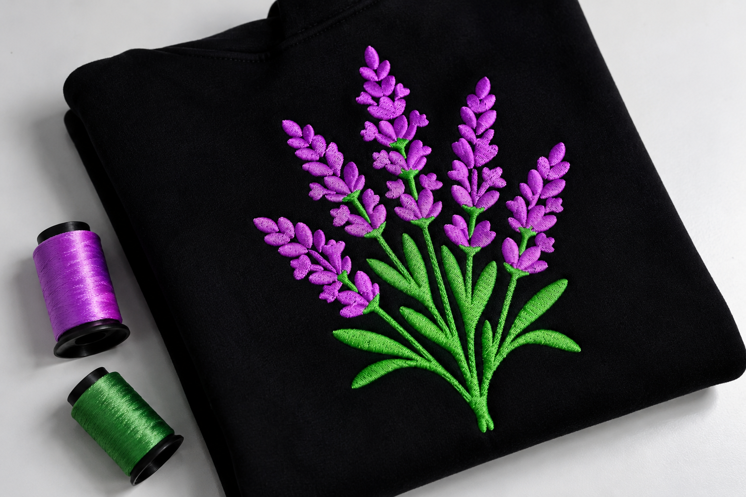 Purple Lavender Floral Embroidery Design