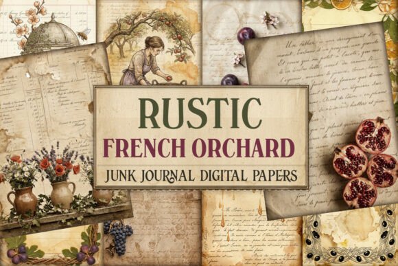 Rustic French Orchard Junk Journal Pages