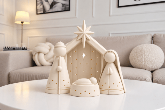 Minimal Nativity Scene STL 3D Print Model – Holy Family Christmas Decor - Image 2