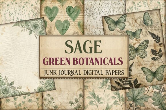 Sage Green Botanicals Junk Journal Pages