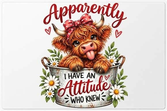 Sassy Highland Cow Attitude PNG