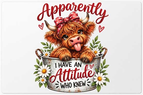 Sassy Highland Cow Attitude PNG