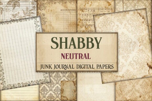 Shabby Neutral Junk Journal Pages