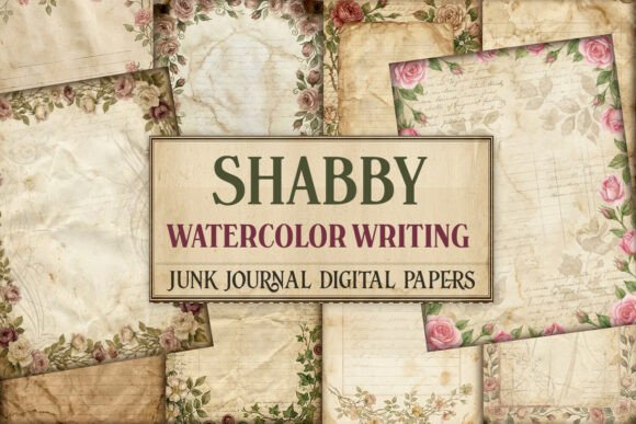 Shabby Watercolor Junk Journal Pages
