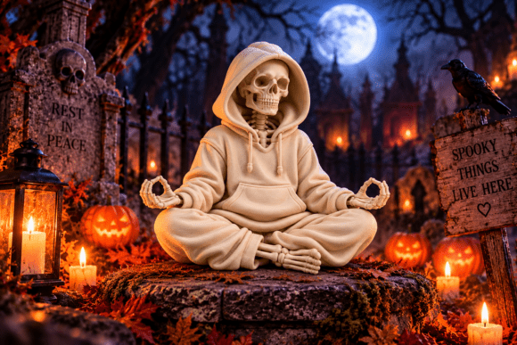 Skeleton Meditation STL | 3D Printable Gothic Decor Figurine - Image 2