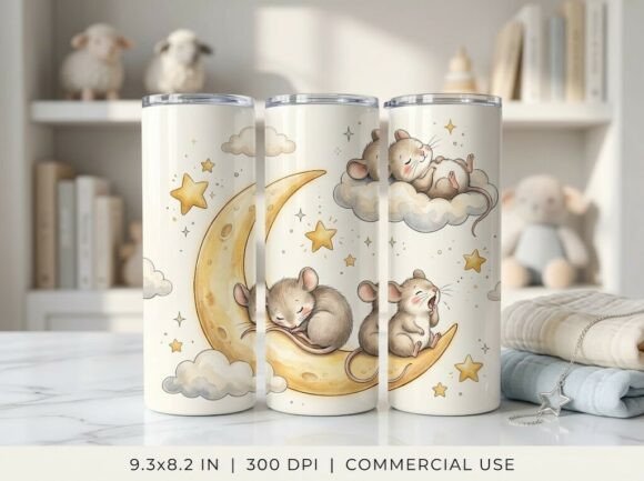 Sleepy Mouse Cute Animal Tumbler Design