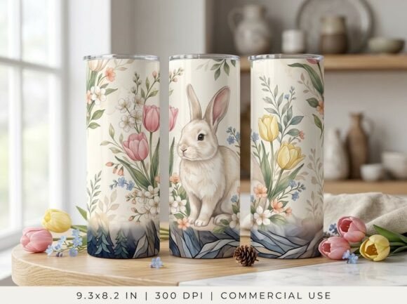 Spring Bunny Cute Animal Tumbler Design