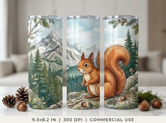 Squirrel Art Cute Animal Tumbler Design