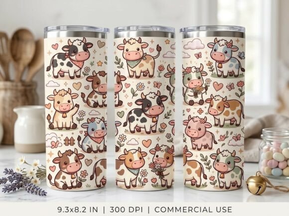 Sweet Cow Cute Animal Tumbler Design