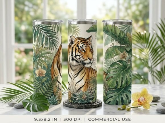 Tiger Jungle Cute Animal Tumbler Design