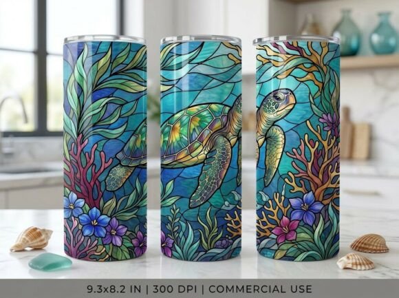 Turtle Ocean Cute Animal Tumbler Design