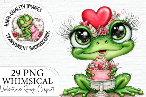 Valentine Frog Clipart PNG Bundle