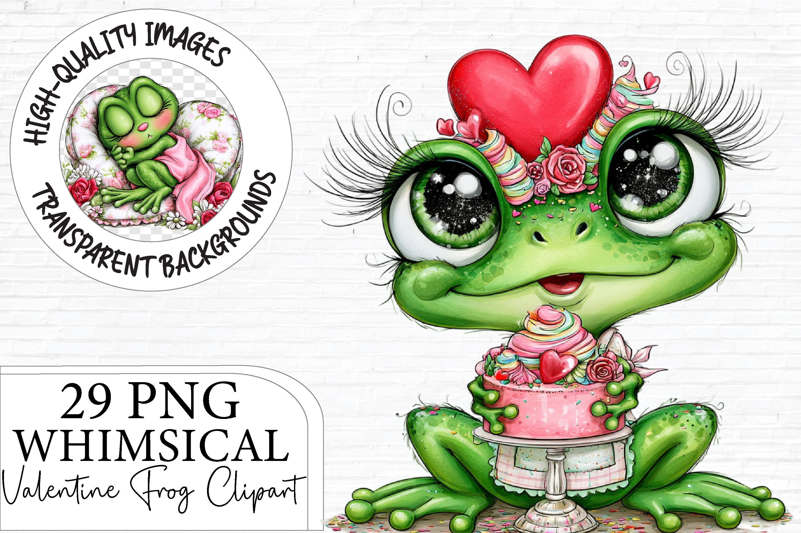 Valentine Frog Clipart PNG Bundle