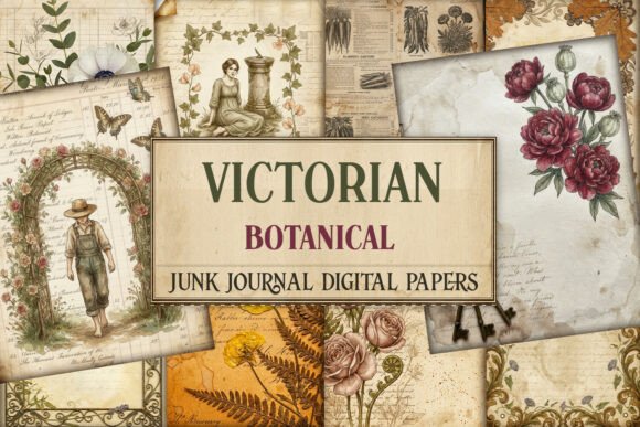 Victorian Botanical Junk Journal Pages