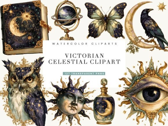 Victorian Celestial Clipart Bundle