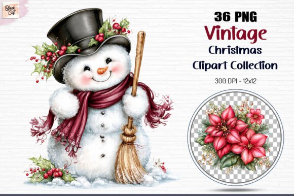 Vintage Christmas Clipart Collection PNG