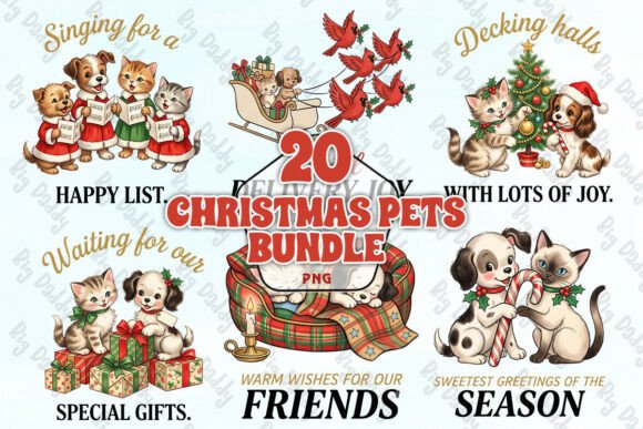 Vintage Christmas Pets Bundle