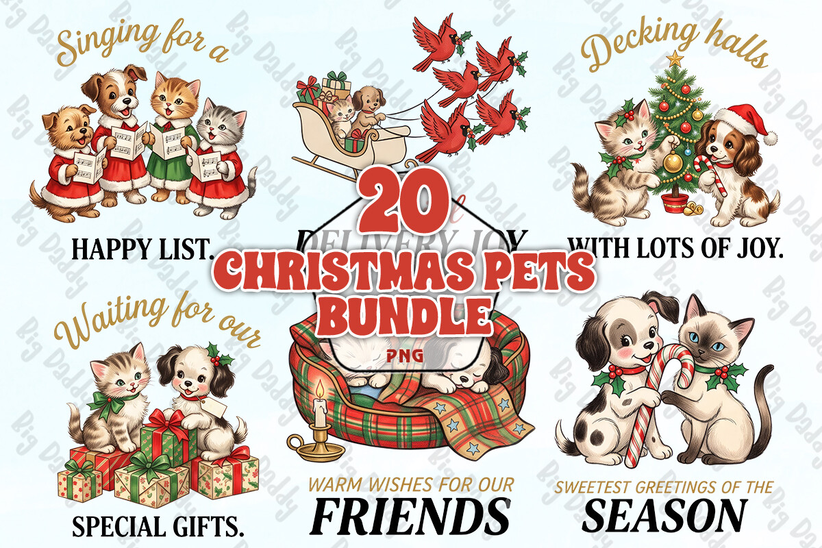 Vintage Christmas Pets Bundle