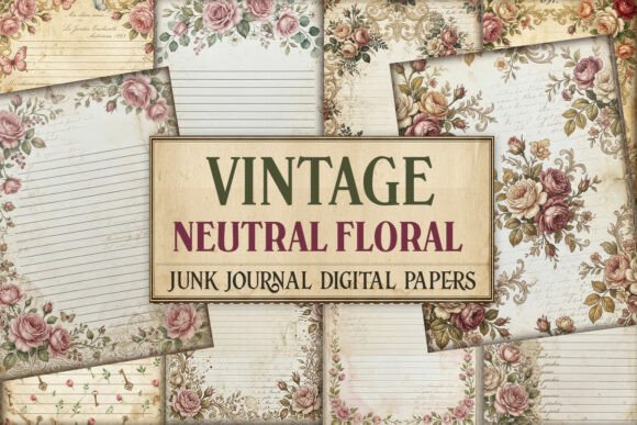 Vintage Neutral Floral Junk Journal Page