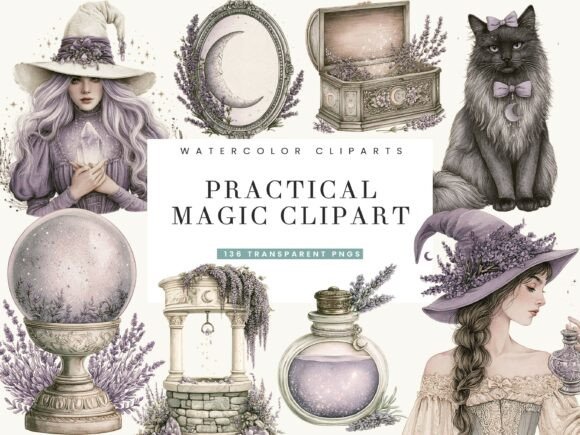 Watercolor Practical Magic Clipart