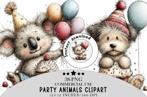 Whimsical Party Animals Clipart