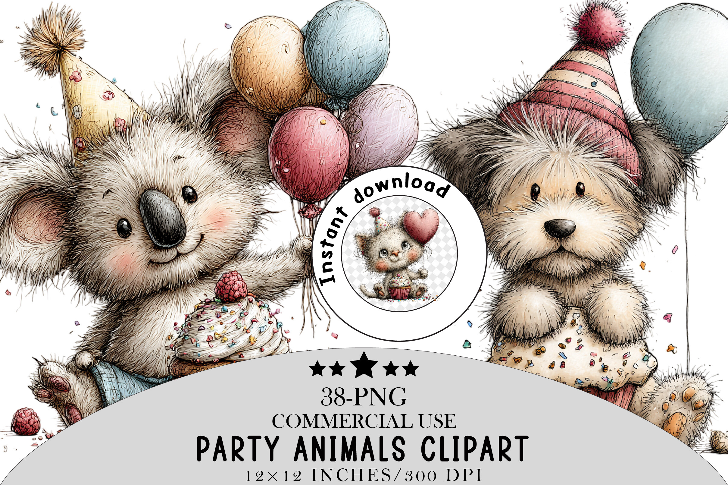 Whimsical Party Animals Clipart