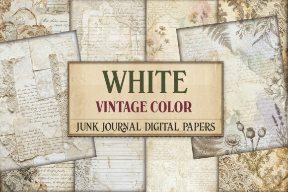 White Vintage Color Junk Journal Pages