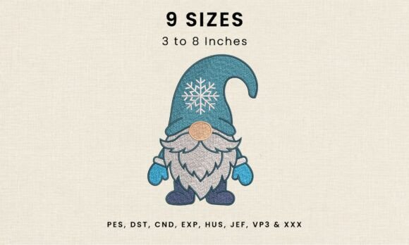 Winter Gnome Snowflake DST PES Embroider