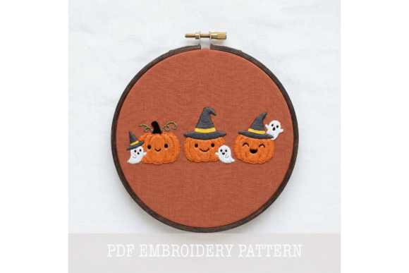 Witch Hat Pumpkin Row Embroidery Pattern