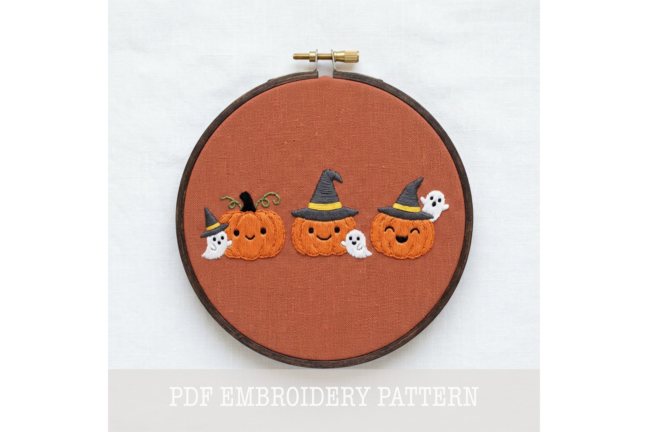 Witch Hat Pumpkin Row Embroidery Pattern