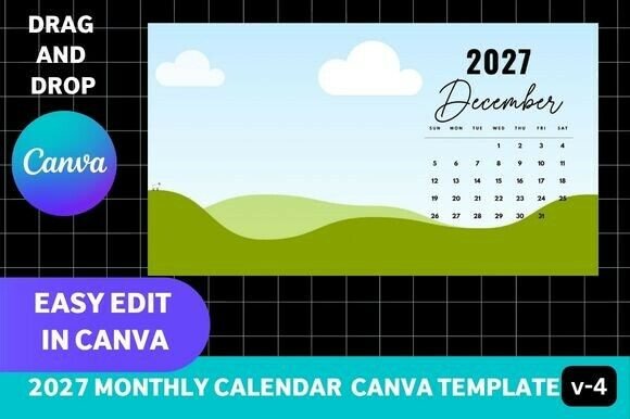 2027 Photo Calendar Canva Template V4