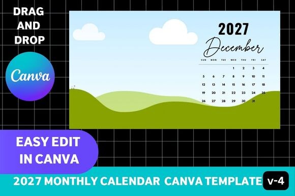 2027 Photo Calendar Canva Template V4