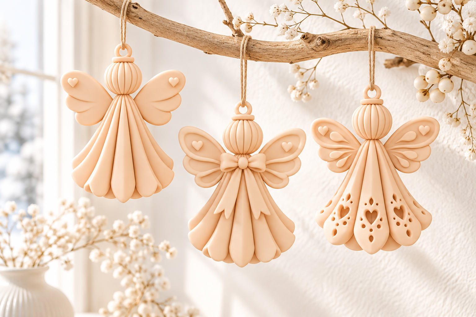 3D Print Angel Ornaments STL Set – 3 Christmas Angel Decor Files - Image 5