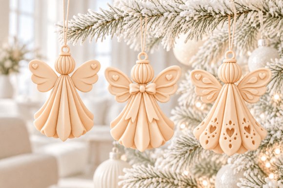3D Print Angel Ornaments STL Set – 3 Christmas Angel Decor Files - Image 2